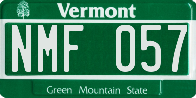 VT license plate NMF057