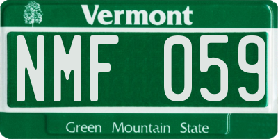VT license plate NMF059