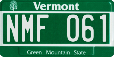 VT license plate NMF061