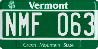 VT license plate NMF063