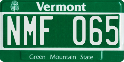 VT license plate NMF065
