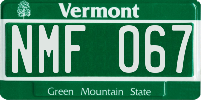 VT license plate NMF067