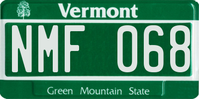 VT license plate NMF068