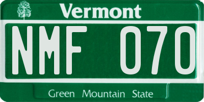 VT license plate NMF070