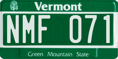 VT license plate NMF071