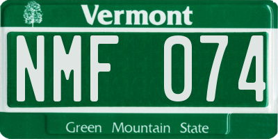 VT license plate NMF074