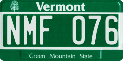 VT license plate NMF076