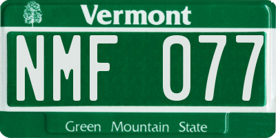 VT license plate NMF077