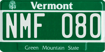 VT license plate NMF080