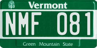 VT license plate NMF081