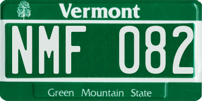 VT license plate NMF082
