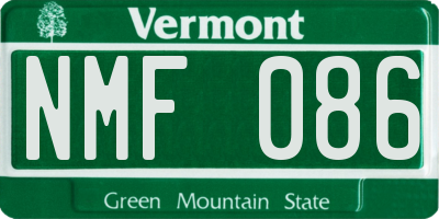 VT license plate NMF086