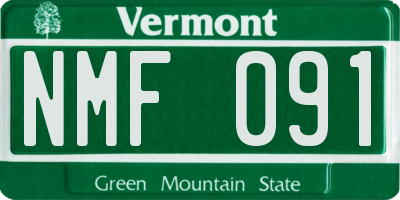 VT license plate NMF091