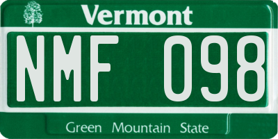 VT license plate NMF098