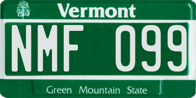 VT license plate NMF099