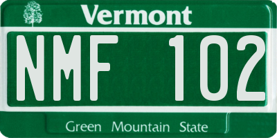 VT license plate NMF102