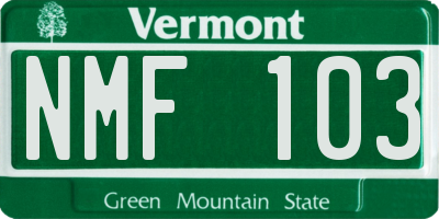 VT license plate NMF103