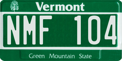 VT license plate NMF104