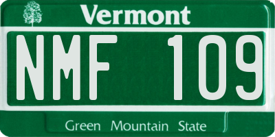 VT license plate NMF109