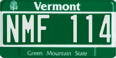 VT license plate NMF114