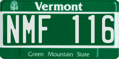 VT license plate NMF116