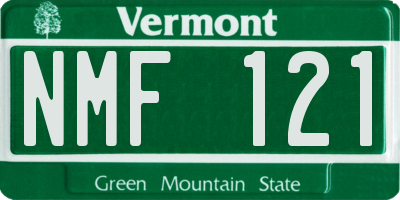 VT license plate NMF121