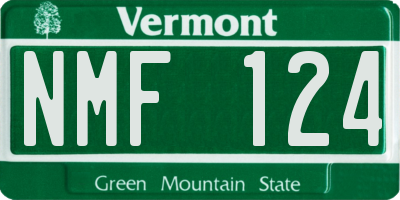 VT license plate NMF124