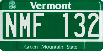 VT license plate NMF132