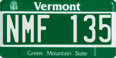 VT license plate NMF135
