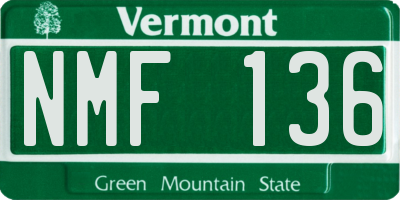 VT license plate NMF136