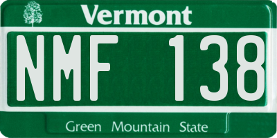 VT license plate NMF138