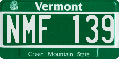 VT license plate NMF139