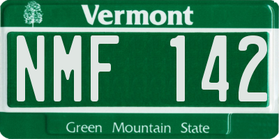 VT license plate NMF142