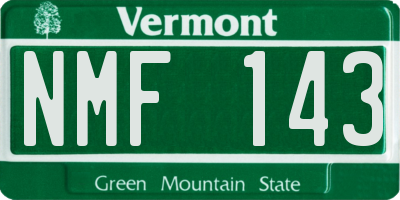 VT license plate NMF143