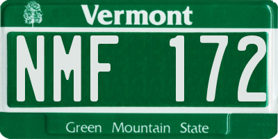 VT license plate NMF172