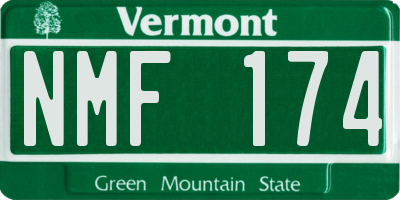 VT license plate NMF174
