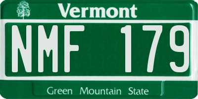 VT license plate NMF179