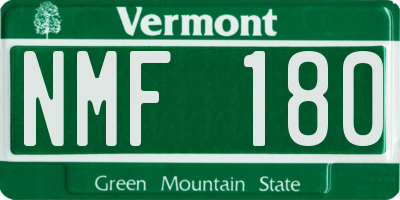 VT license plate NMF180