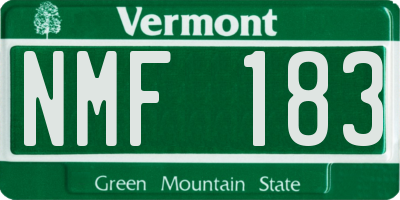VT license plate NMF183