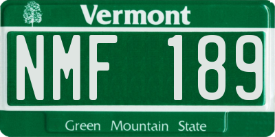 VT license plate NMF189