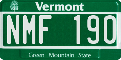 VT license plate NMF190