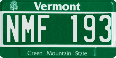 VT license plate NMF193