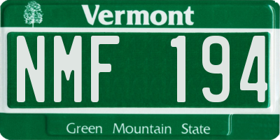 VT license plate NMF194