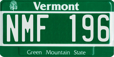 VT license plate NMF196