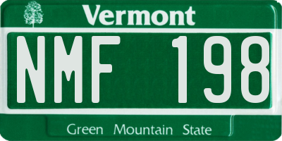 VT license plate NMF198