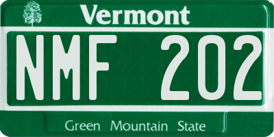 VT license plate NMF202