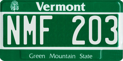 VT license plate NMF203