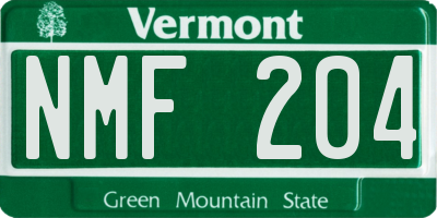 VT license plate NMF204