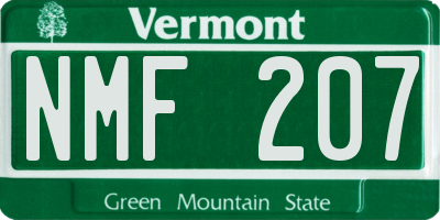 VT license plate NMF207