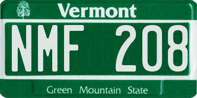 VT license plate NMF208
